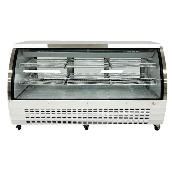 82 in. W 32 cu. ft. Commercial Refrigerator Deli Case Display Case in White Stainless