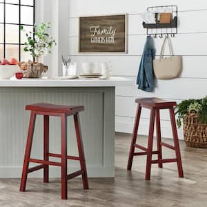 Antique Berry Saddle Seat 29 in. Bar Height Backless Stools (Set of 2)