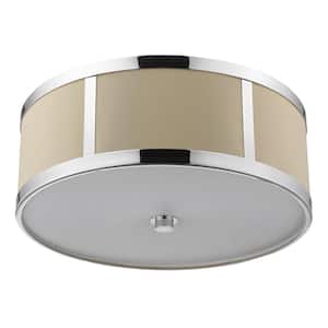 Butler 12 in. Polished Chrome Convertible Semi-Flushmount with Coarse Cream Linen Shade and Opal Acrylic Diffuser