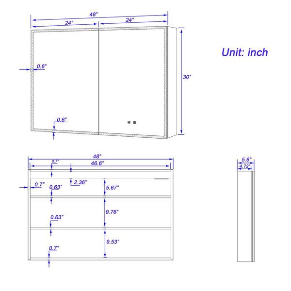Tunuo 48 In W X 30 H Large Rectangular Black Aluminum Alloy Surface 