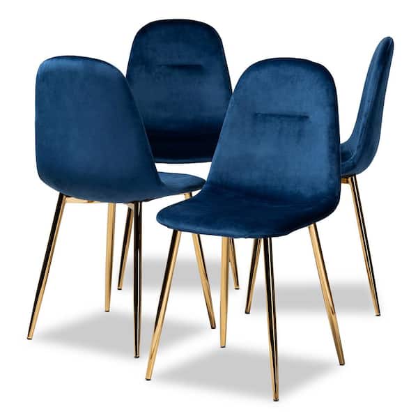 Baxton Studio - Elyse Navy Blue Dining Chairs (Set of 4)