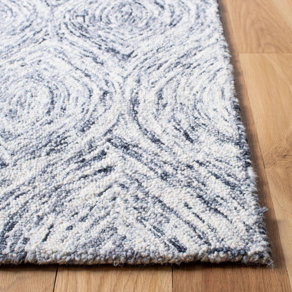 Silver Grey Hand-Tufted Wool Ikat Area Rug 3' x 5'