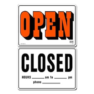14 in. x 10 in. Open/Closed Sign Printed on More Durable, Thicker, Longer Lasting Styrene Plastic