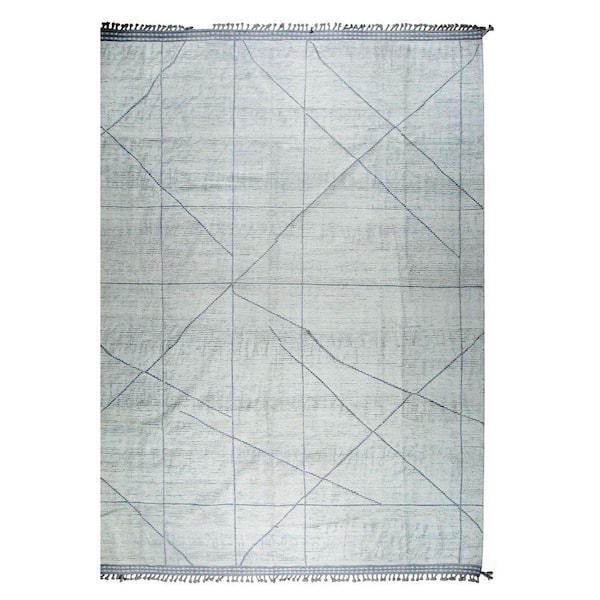 Beige Hand-Knotted Wool Contemporary Marrakech Handspun 12 ft. x 16 ft. Luxurious Modern Rug for Living R, Area Rug