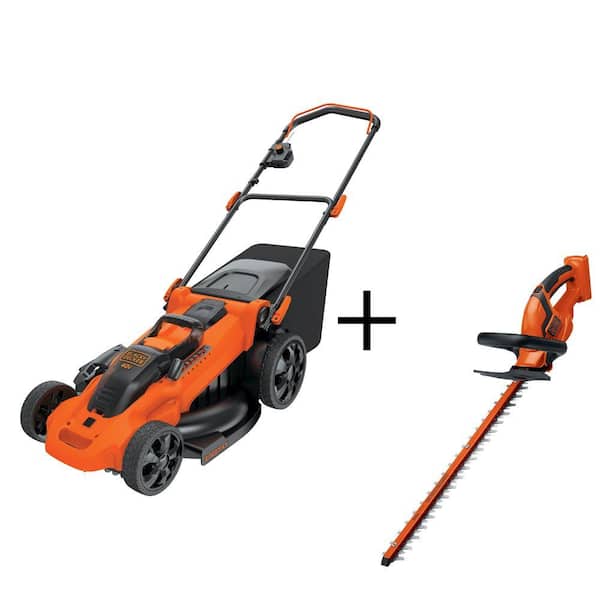 BLACK+DECKER 40V MAX Lithium-Ion Cordless 20 in. Walk Mower and Hedge  Trimmer Combo Kit (2-Tool) with 2.5Ah Batteries and Charger CM2040LHT2436B  - The Home Depot