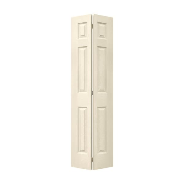 JELD-WEN 24 in. x 78 in. 6 Panel Woodgrain 3-Panel Hollow Core Molded Interior Closet Composite Bi-fold Door