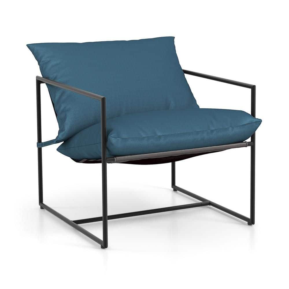 2 Pieces Sling Accent Chair Leisure Chair with Weatherproof Seat Fabric Indoor Outdoor-Navy price history on PriceWatchPro