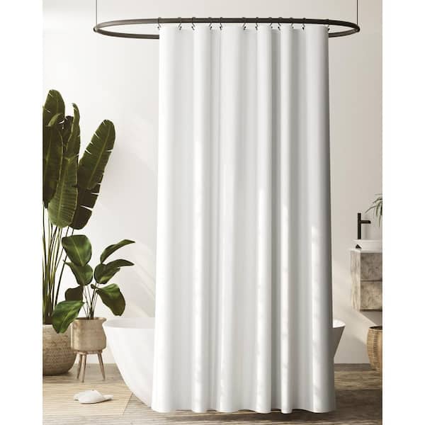 Thick Long Waterproof Shower Curtains Vinyl Fabric With Hooks Ring Grey White 