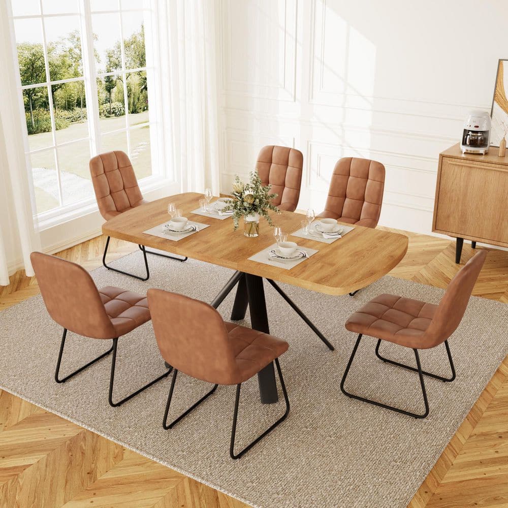 Go Janel GOJANE Modern 7-Piece Extendable Rectangle Oak MDF Top Dining Room Set ...