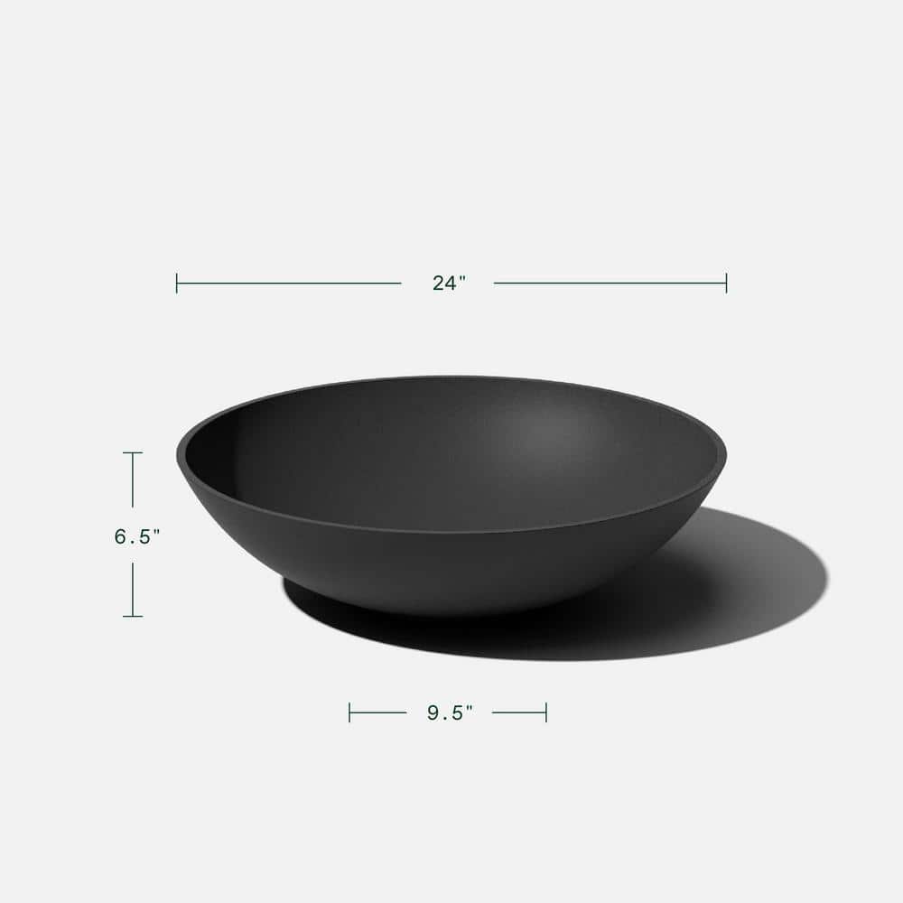 24" Black Stone-Plastic Composite Outdoor Planter Set