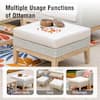 PHI VILLA 5-Piece Rattan Wood Outdoor Patio Conversation Set with Beige Cushions, 2 Ottomans and Acacia Wooden Table DC5PV-109ABCD