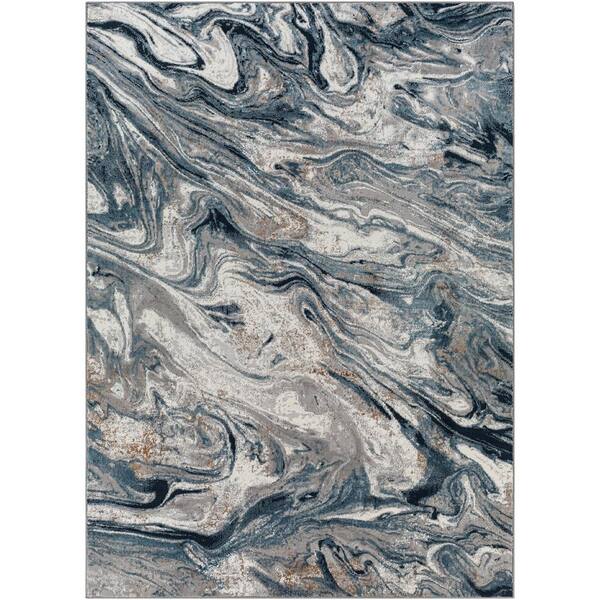 Livabliss Allegro Navy 9 ft. x 12 ft. Modern Indoor Area Rug