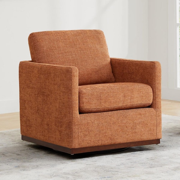Kyle Terracotta Polyester Swivel Mid Century Accent Chairs Upholstered Arm Chair for Living Room or Bedroom