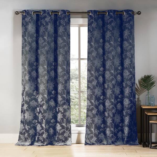 Duck River Sansa 38 in. W x 84 in. L Polyester Window Panel in Denim
