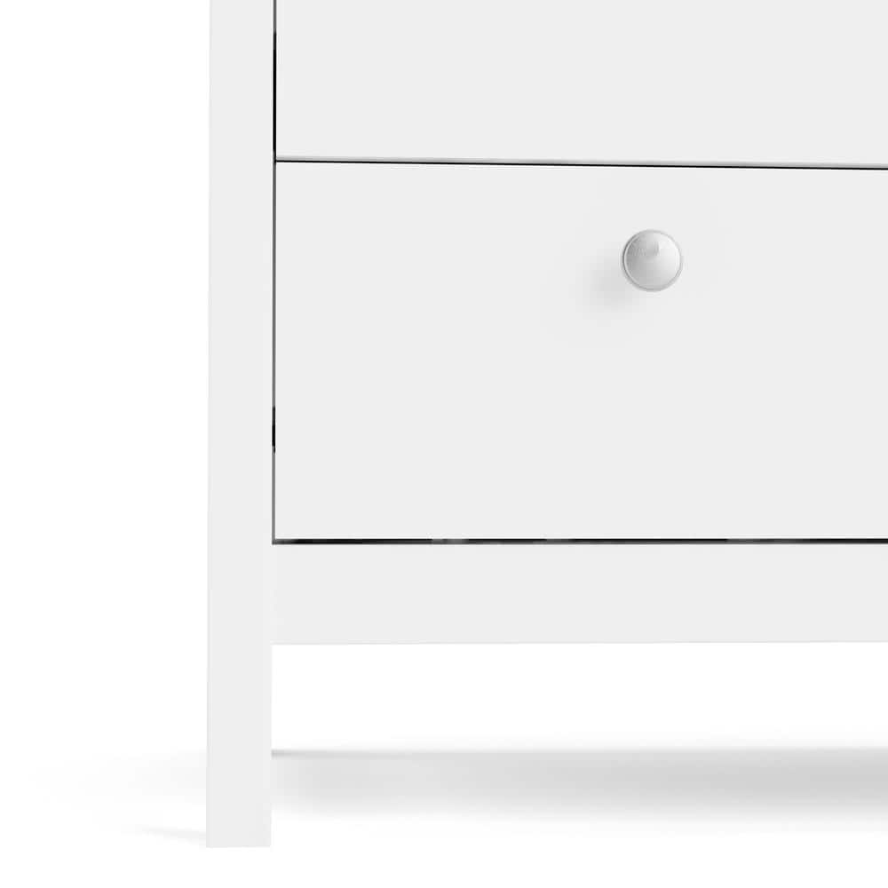 Madrid Mid-Century White 5-Drawer Chest with Dovetail Design