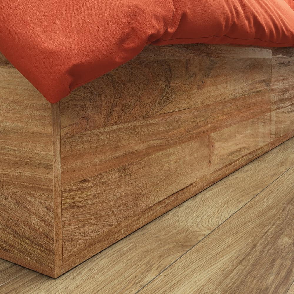 Sindoori Mango Twin Wood Frame Bed with 2 Storage Drawers