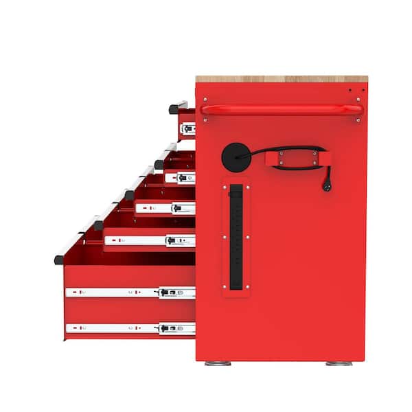 Husky Tool Storage 46 in. W x 18 in. D Gloss Red Mobile Workbench Cabinet