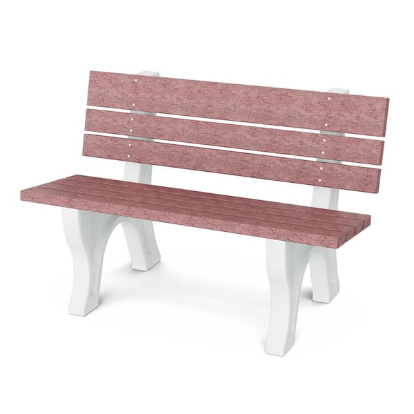 Wildridge Heritage 4 ft. Cherrywood and White HDPE Plastic Outdoor Park Bench