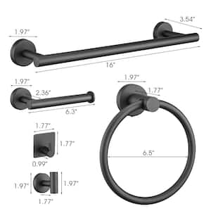 14-Piece Bath Hardware Set with Toilet Paper Holder, Towel Bar, Towel Hook, Adhesive Hook, Towel Ring in Matte Black