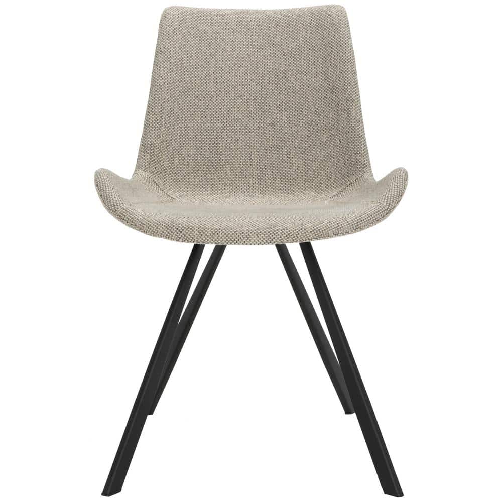Light Grey Upholstered Mid-Century Modern Dining Chairs, Set of 2