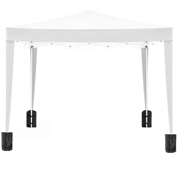 JimsMaison White Roof Metal Portable Carport 10 ft. W x 10 ft. D x 8.5 ft. H with 4-Removable Sidewalls and Carry Bag