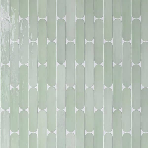 MOLOVO Metropolitan Verde 1.97 in. x 9.85 in. Polished Ceramic Subway Tile Sample