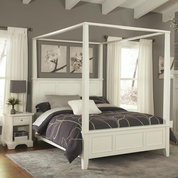 White Queen Canopy Bedroom Set, King Size Canopy Bed Set