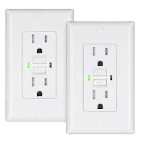 White 15 Amp Tamper Resistant GFCI Outlet Receptacle with LED Indicator, Decorative Wallplate Included (2-Pack)