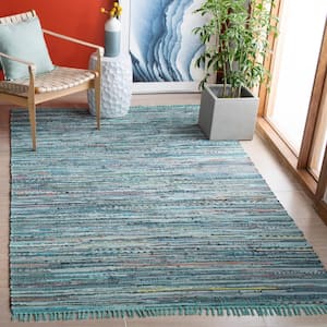 Rag Rug Turquoise/Multi 6 ft. x 9 ft. Striped Speckled Area Rug