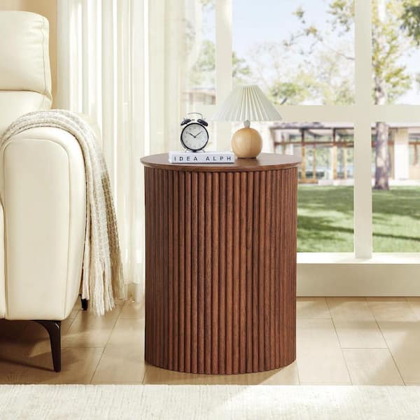ATHMILE Walnut 21.65 in. H Wavy Nightstands /Side Table WNT