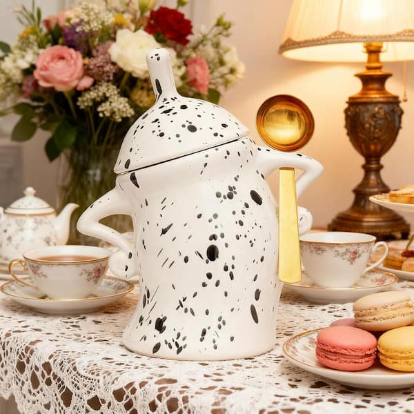 Large Ceramic Material Storage Canister Jar with Lid and Spoon for Coffee Tea Sugar Spices, Attitude Sassy Unit