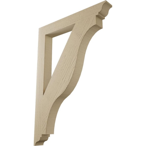 Ekena Millwork 3.5 in. x 40 in. x 28 in. Funston Traditional Rough Cedar Woodgrain Timberthane Polyurethane Bracket, Primed Tan