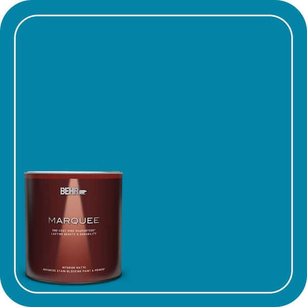 BEHR MARQUEE 1 qt. #MQ4-53 Tibetan Turquoise One-Coat Hide Matte Interior Paint & Primer