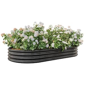 88 in. x 44 in. x 11 in. Oval Large Metal Raised Planter Bed for Plants, Vegetables, and Flowers - Black