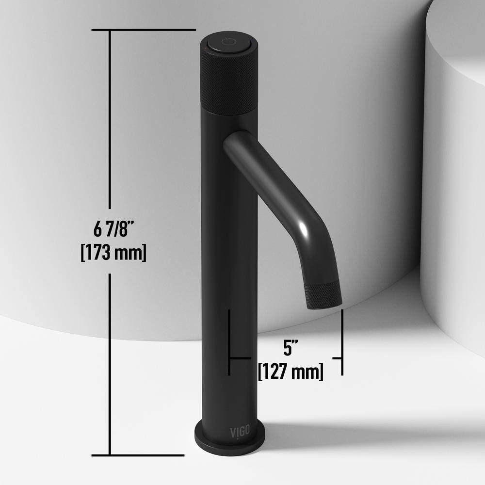Apollo Matte Black High-Arc Vessel Bathroom Faucet with Diamond Knurling