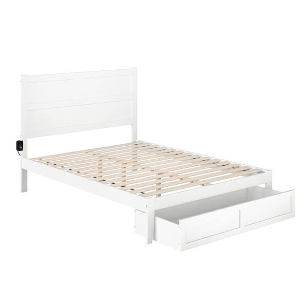 AFI NoHo White Queen Solid Wood Storage Platform Bed with Foot Drawer ...