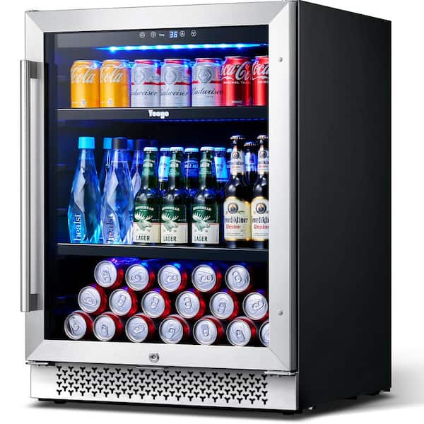 24 Beverage Refrigerator Soda Beer Cooler 190 Cans Large Fridge with Glass  Door