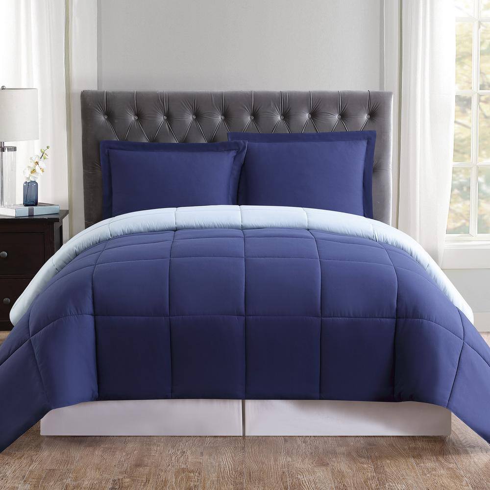 Truly Soft Everyday 2 Piece Navy And, Navy Blue Twin Bed Comforter