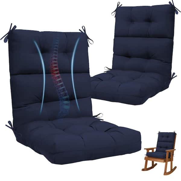 High Back Chair Cushions Set of 2,44 in. x 22 in. x 4 in. Thick Replacement Cushions for Outdoor Patio Navy Blue