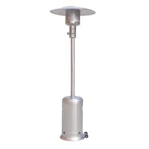 47,000 BTU Silver Stainless Steel Outdoor Patio Propane Heater with Portable Wheels
