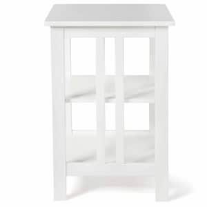 24 in. White 3-tier End/Side Table Nightstand with Baffles and Round Corners