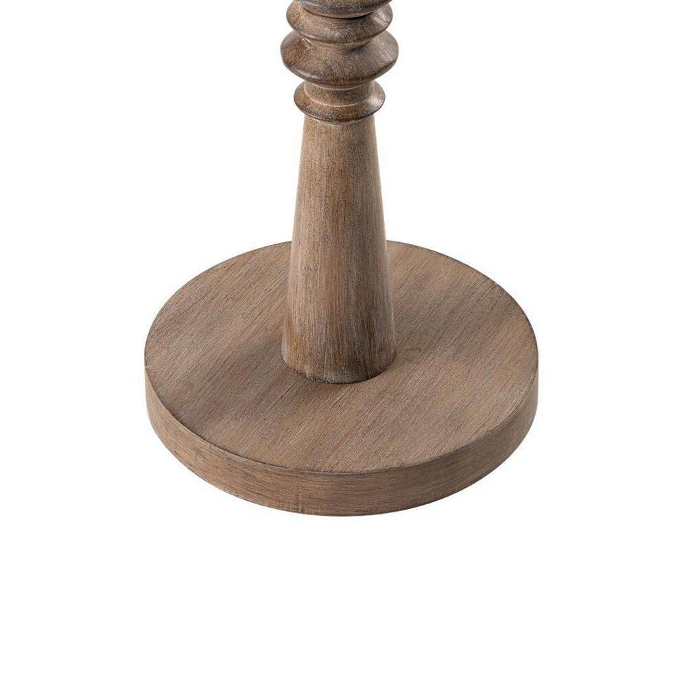 Farmhouse Rustic Distressed Wood Round Pedestal Drinking Table