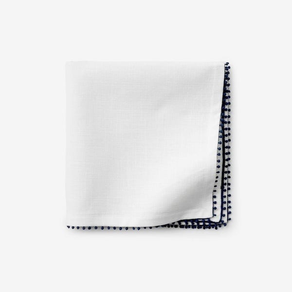 Company Cotton Pom Fringe 19 in. W x 19 in. H Blue Cotton Napkins Set of 4