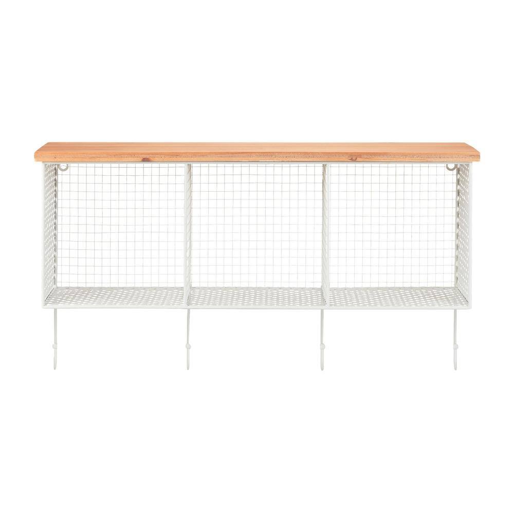 StyleWell 14 in. H x 26 in. W x 7 in. D Wood and White Metal WallMount