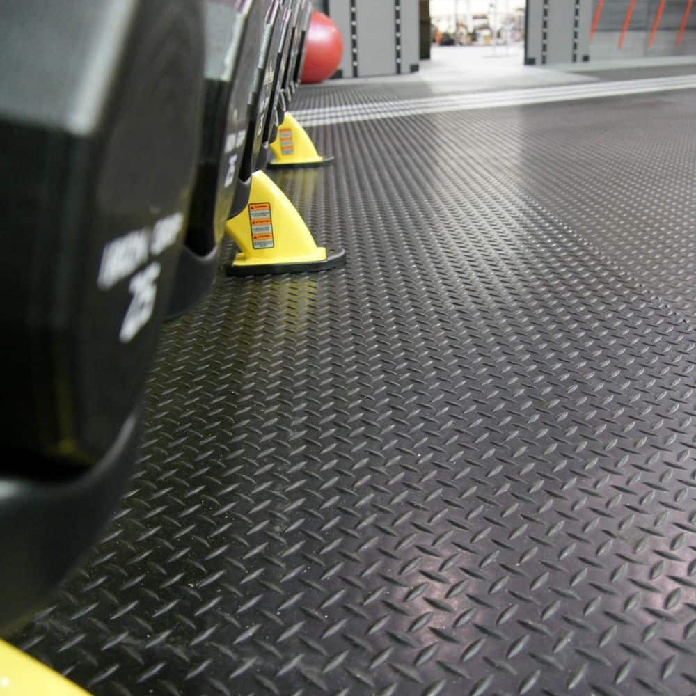 Black Diamond-Plate Rubber Flooring Roll, 4 ft x 2 ft