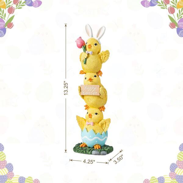 Glitzhome 13.25 in. H Easter Resin Stackable Chickens Table Decor