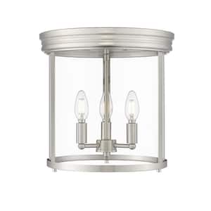Thayer 13 in. Brushed Nickel Integrated LED Flush Mount with Clear Glass Shade (1-Pack)