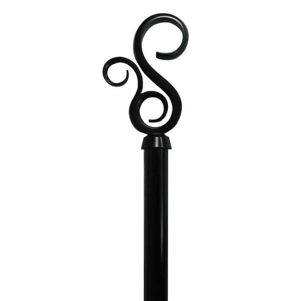 Home Decorators Collection 66 in. - 120 in. Telescoping 3/4 in. Single Curtain Rod Kit in Black with Scroll Finial