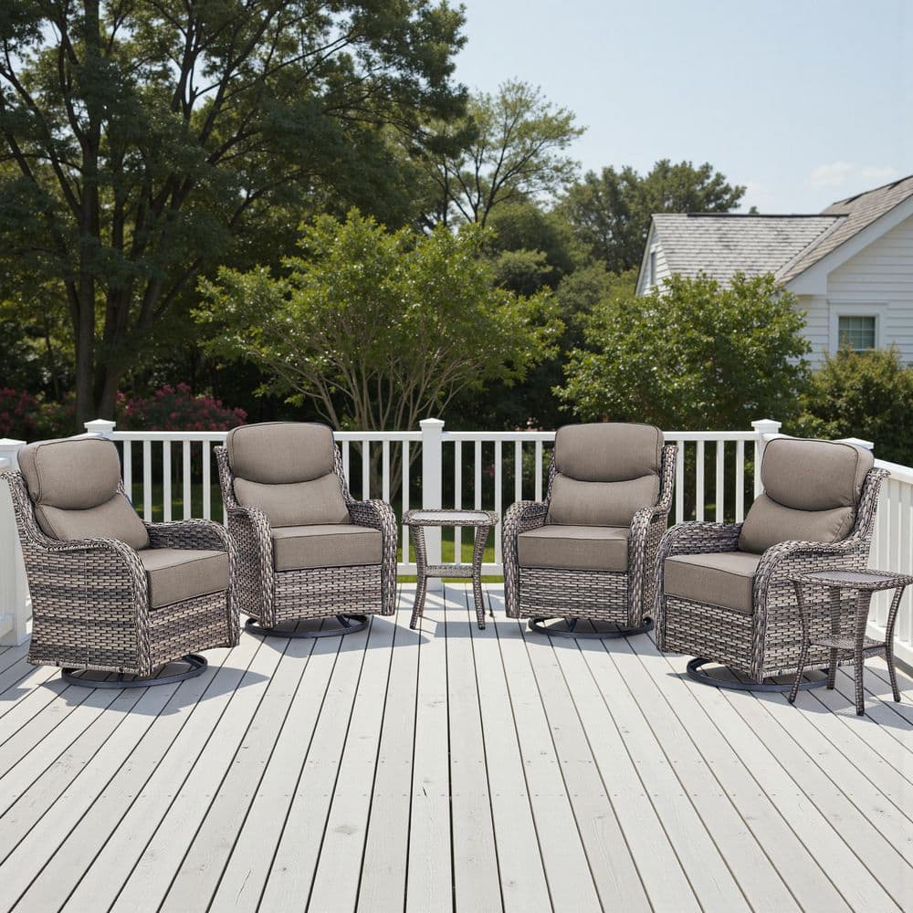 MoonLuxe 6-Piece Gray Swivel Glider Wicker Outdoor Rocking Chair with Gray Olefin 6 In. Thick Cushions price history on PriceWatchPro