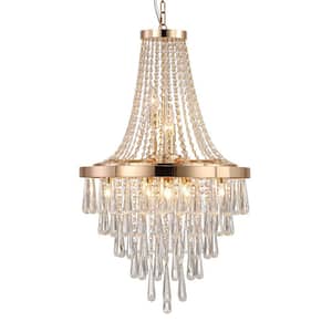 10-Light Luxury Gold Crystal Chandeliers with K9 Crystal